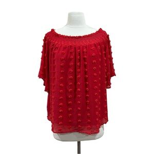 JODIFL Red Pom Pom Blouse Size Medium
